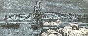 unknow artist Nordenskiolds vessel Vega give salute the double Asia northernmost udde Kap Tjeljuskin in august 1878 painting